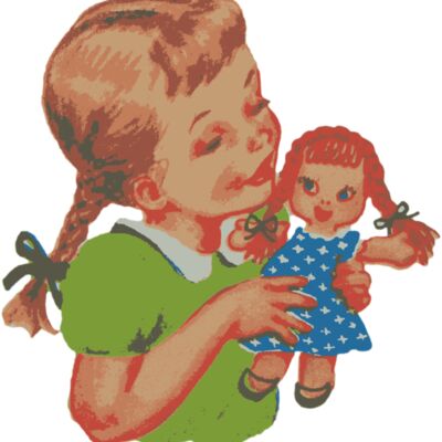 Girl with doll vintage Thumbnail