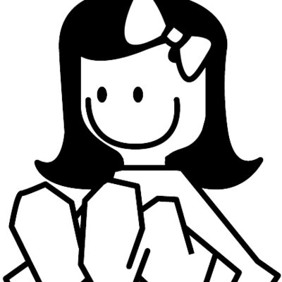 Girl doll bow black white Thumbnail