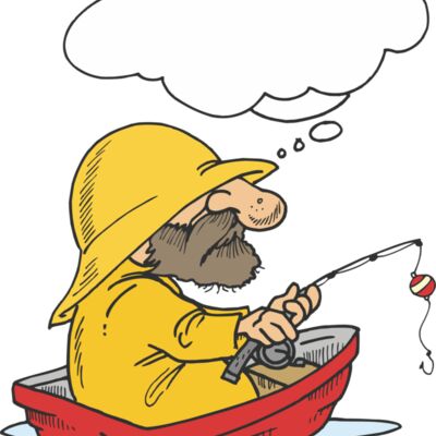 Fisherman in boat thoughtbubble Thumbnail
