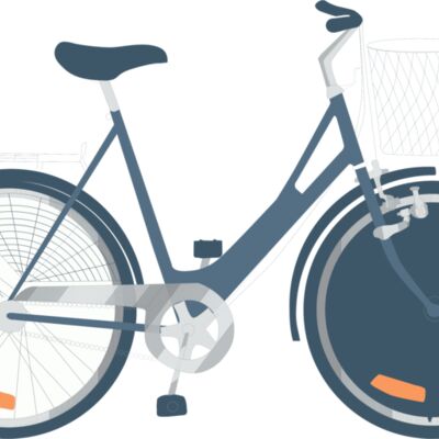 Blue bike with basket Thumbnail